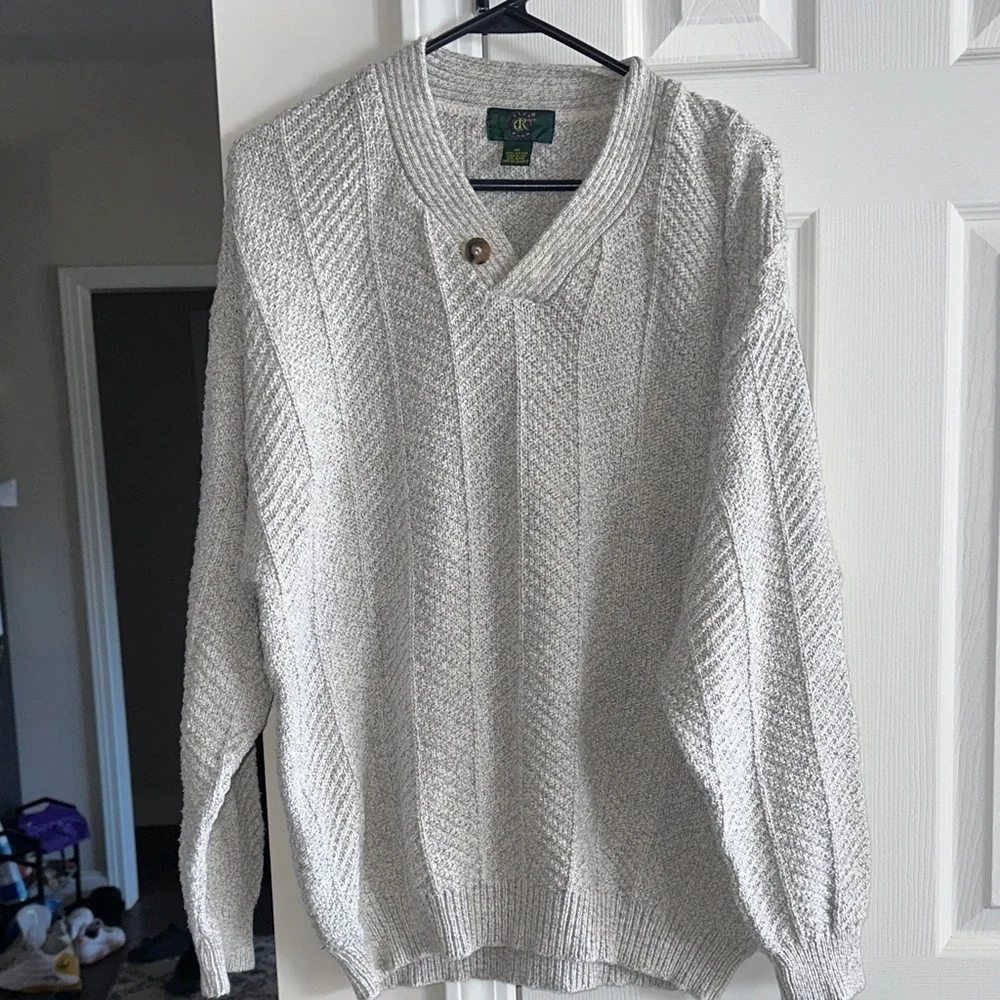 Club Room V-Neck Sweater in Soft Gray - Picture 1 of 6